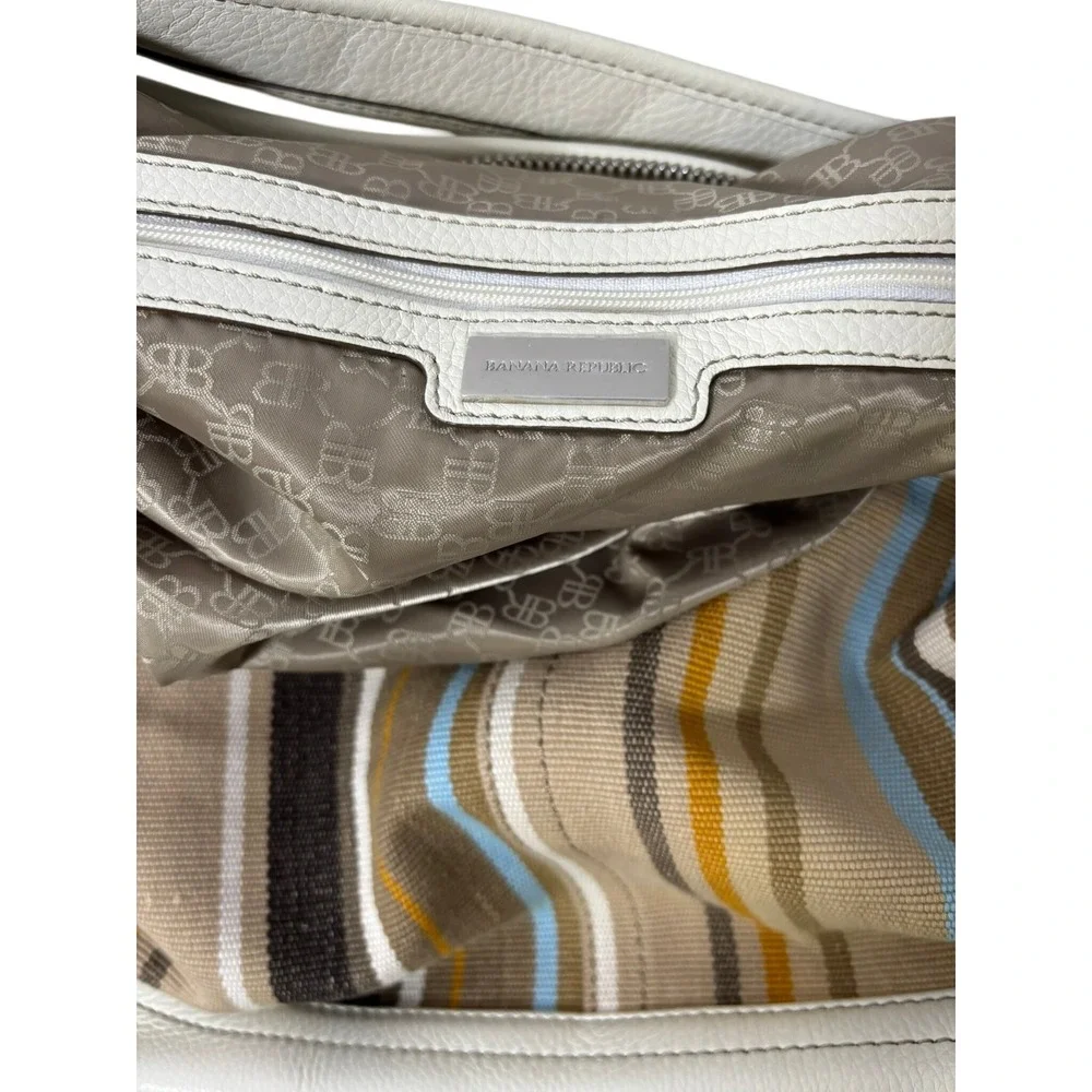 Banana Republic Striped Cotton &‎ Leather Medium Hobo Bag
